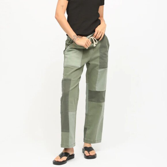 Electric & Rose Olive Patchwork Straight Leg Pants - Picture 1 of 4